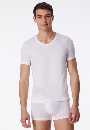 Schiesser T-Shirt SCHIESSER Long Life Soft, Herren, Gr. 4, weiss (100, wei&szlig;), Single Jersey, Obermaterial: 45% Baumwolle, 45% Modal, 10% Elasthan, bequem h&uuml;ftla
