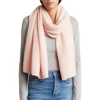 Nordstrom Cashmere Rib Scarf in Pink Chintz at Nordstrom Rack