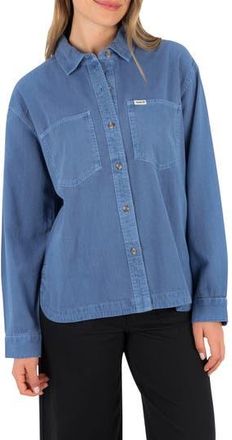 Hurley Wavy Days Cotton Overshirt in Dutch Blue at Nordstrom Rack, Size X-Small