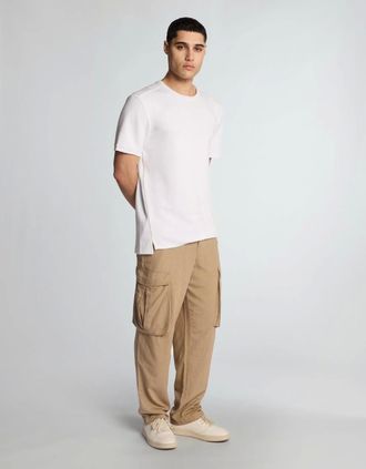 Lyle & Scott Lyle And Scott Mens Cotton Linen Cargo Trousers - Cream