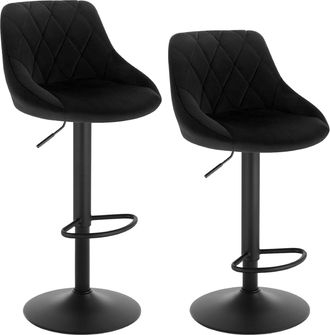 Woltu 2x Taburete De Bar Con Respaldo Terciopelo Taburetes Alto Cocina Regulable En Altura Taburete Giratorio Sillas Bar Taburete De Escritorio Negro - Wolt
