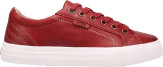 Taos Womens Plim Soul Lux Leather Sneaker In Red Leather