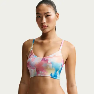 Nike Womens Swim V-Neck Midkini in Pink | NESSG267-663