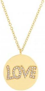 Allurez 0.08ct 14k Yellow Gold Diamond love Pendant Necklace