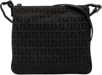 Fendi Pre-owned Canvas Crossbody - Dames - Vintage Schoudertas - Zwart - ONE Size - Leer - Vintage