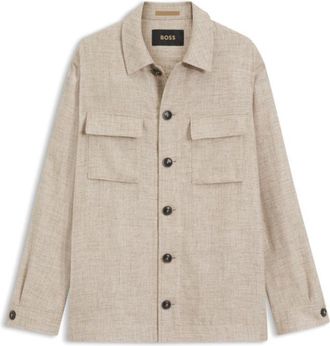 BOSS Regular-fit overshirt in virgin wool, silk and linen