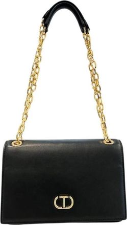 Twinset PU Leren Crossbody Tas met Verstelbare Riem - Dames - Schoudertassen - Zwart - ONE Size - Leer - Tassen