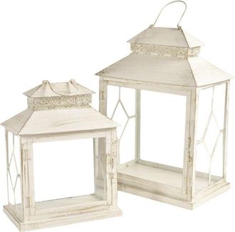Vacchetti Vacchetti - Lanterna crema 2pz in metallo decorazione interno idea regalo h45