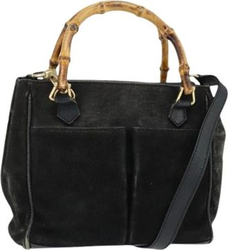Gucci Pre-owned Handbags, female, Black, Size: ONE SIZE Pre-owned Suede Handbag