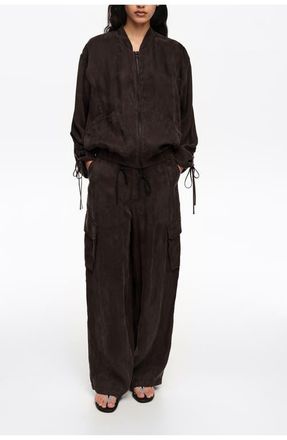 Bimba & Lola Washed Fluid Bomber Jacket in Washed Black at Nordstrom, Size X-Small