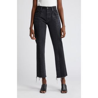 Moussy Vintage Hearthstone Fray Hem Ankle Jeans in Black at Nordstrom Rack, Size 29