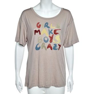 See By Chlo&eacute; See by Chloe Pale Pink Printed Cotton Short Sleeve T-Shirt M