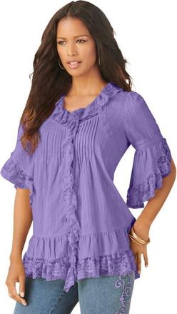 Roaman's Whitney Lace Shirt in Vintage Lavender at Nordstrom, Size 20