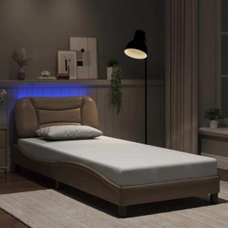 vidaXL Vidaxl - Estructura De Cama Con Led Cuero Sint&eacute;tico Capuchino 80x200 Cm