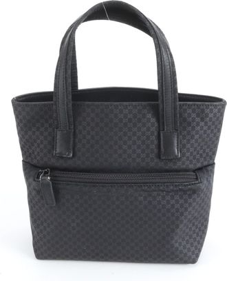 Gucci Black Leather Nylon Handbag Tote Bag (Pre-Owned)