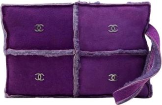 Chanel Pre-owned Mouton Suede Clutch - Dames - Vintage Clutch - Paars - ONE Size - Leer - Vintage