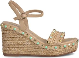 Alma En Pena Hoge Esparto Sandaal met Noppen - Dames - Sleehakken - Beige - 40 EU - Schoenen