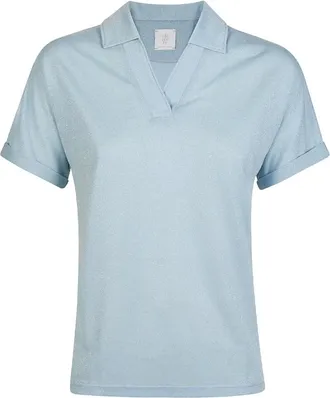 Eleventy Tops, Dames, Blauw, M, Polo T-shirt
