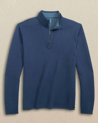 Southern Tide Mens Oak Island Reversible Quarter Zip Top In Dress Blue