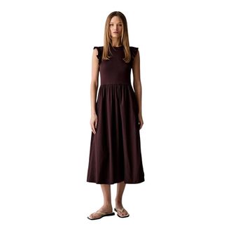 Marc O'Polo Flared Jurk - Dames - Casual kleedjes - Bruin - S - Katoen - Kleedjes