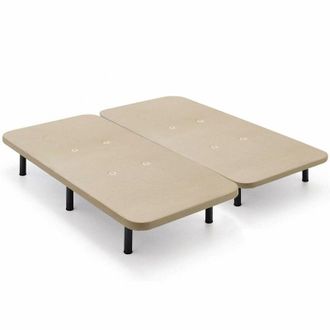 HOGAR 24 Hogar24 - Base Tapizada Con Tejido 3d Color Beige Y V&aacute;lvulas De Transpiraci&oacute;n + 12 Patas Cilindricas 32 Cm, 160x200 Cm