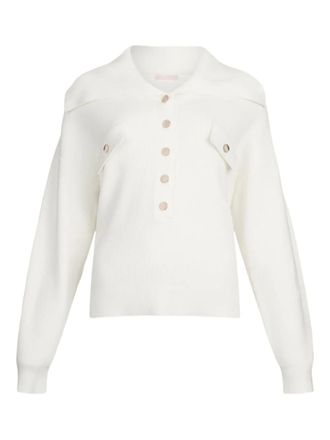 Liu Jo Ribgebreide trui met maxi-hals - Wit