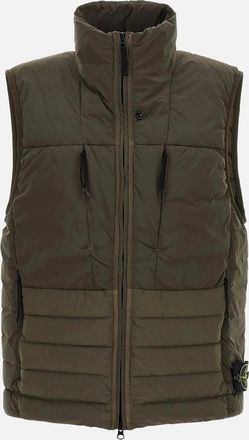Stone Island Mens S0183 Compass Down Gilet Khaki - Green - Size: 40/Regular