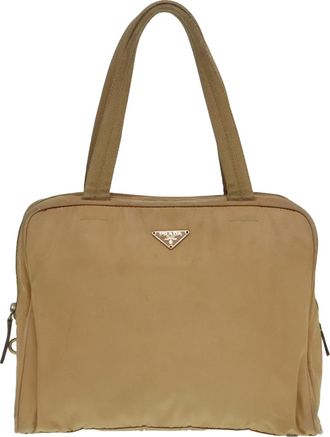 Prada Re-Nylon Beige Canvas Handbag (Pre-Owned)