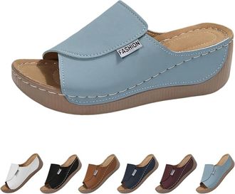 Generic Sandals for Women 2026, Comfortable Orthopedic Wedge Solid Color Platform Slip On Walking Sandals, Arch Support Open Toe Wide Width Casual Shoes Dress