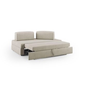 Divani.Store Liberty Sof&aacute; Con Puff Extra&iacute;ble Y Respaldo Desmontable En Tela Impermeable 160 Cm Crema Con Puff