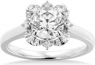 Allurez Lab Grown Reina Diamond Halo Engagement Ring 14k White Gold (0.11ct)