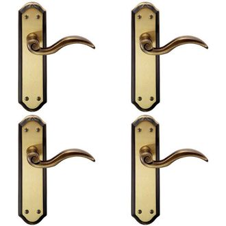 Loops 4x PAIR Spiral Sculpted Handle on Latch Backplate 180 x 48mm Florentine Bronze