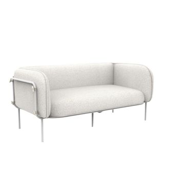 MondoViro Sof&aacute; 2 plazas tapizado en tela blanca 170x87 cm 74h