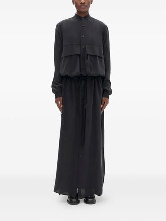Ann Demeulemeester drawstring maxi dress - women - Silk - 40 - Black