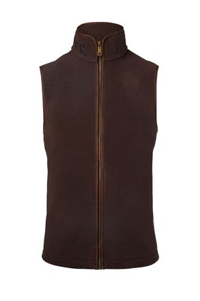 Holland Cooper Mens COUNTRY FLEECE GILET CHOCOLATE - Brown Cotton - Size X-Large