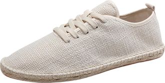 Generic Mens Canvas Espadrilles Lace up Summer Shoes, Lightweight Casual Walking Trainers for Men, Woven Breathable Upper, Soft Flat Sole, Natural Jute Trim D