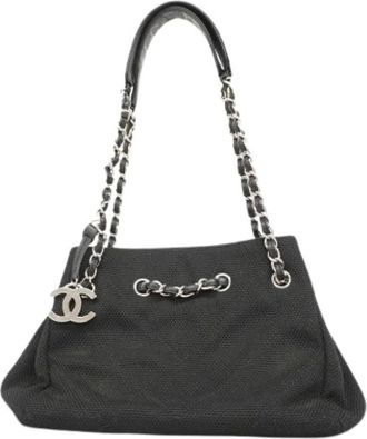 Chanel Pre-owned Shoulder Bags, female, Black, Size: ONE SIZE Pre-owned Canvas Shoulder Bag