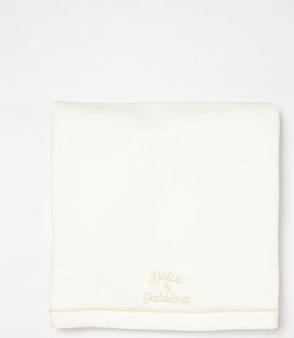 Dolce & Gabbana Copertina da culla in lino e cotone con logo ricamato
