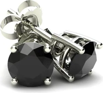 Pompeii3 White Gold 7/8ct Round Cut Black Diamond Studs