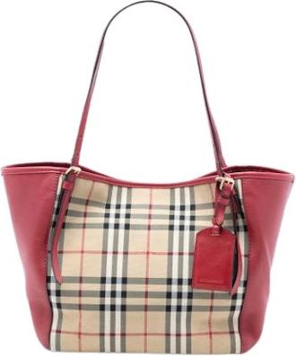 Burberry Pre-owned Tote Bags, female, Beige, Size: ONE SIZE Pre-owned Canvas Tote Bag