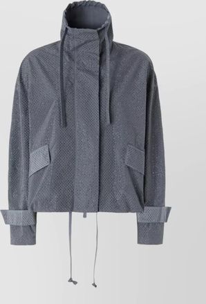 Pinko high collar nylon silk perforated jacket