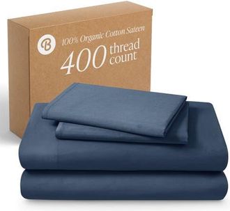 Bare Home 400 Thread Count Organic Cotton Sateen Sheet Set in Bering Sea at Nordstrom, Size California King