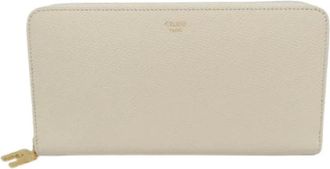 Celine Pre-owned Grote Portemonnee met Ritssluiting en Arc de Triomphe Motief - Dames - Vintage Accessoires - Beige - ONE Size - Leer - Vintage