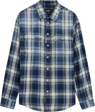 Dsquared2 Plaid-print Distressed Cotton Shirt - Multicoloured 1 - 46 (IT46 / S)