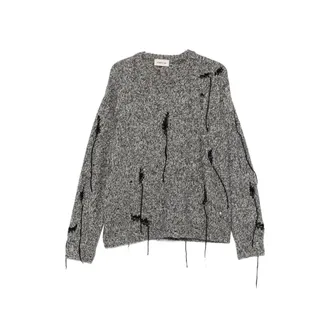 ATOMOFACTORY Distressed Marl-knit Sweater
