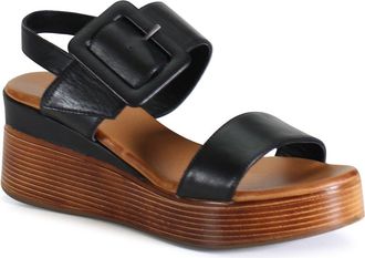 Diba SEEN IT ALL Leather Double Strap, Slingback Wedge in Black at Nordstrom, Size 37