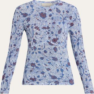 Ulla Johnson Neri Printed Long-Sleeve Top