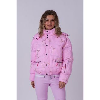 OOSC Chic Puffer Jacket - Gold Stars in Pink With Gold Stars at Nordstrom, Size Medium
