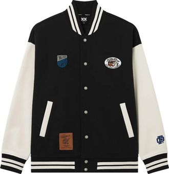 Fingercroxx appliqué striped jacket - men - Cotton/Polyester - S - Black