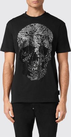 Philipp Plein T-shirt in cotone con stampa Skull e applicazione di strass